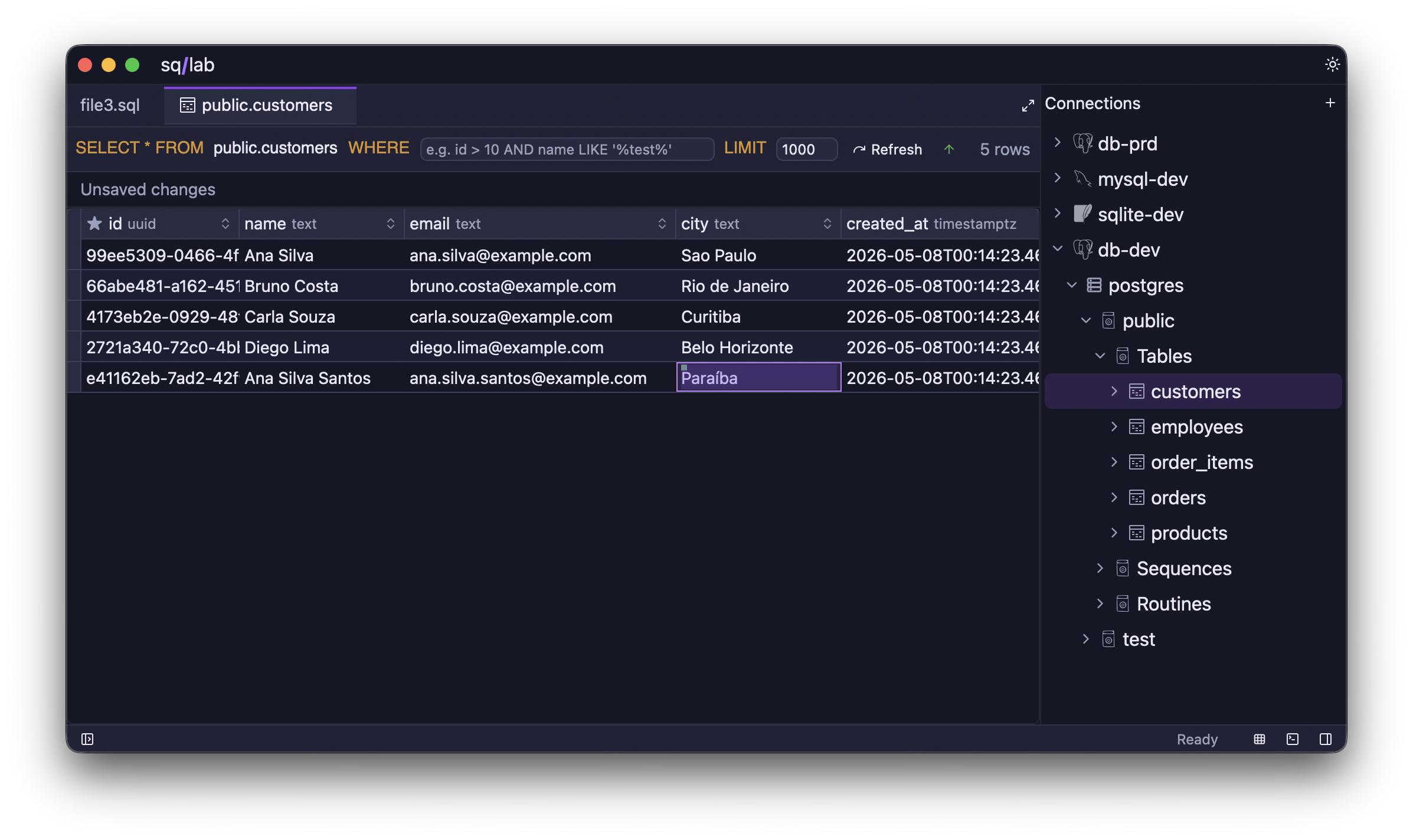 sq/lab data editor